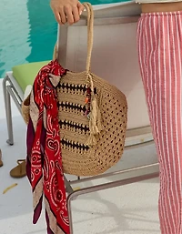 Aerie Mix Stitch Straw Bag
