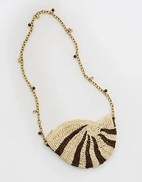 Aerie Straw Shell Charm Bag