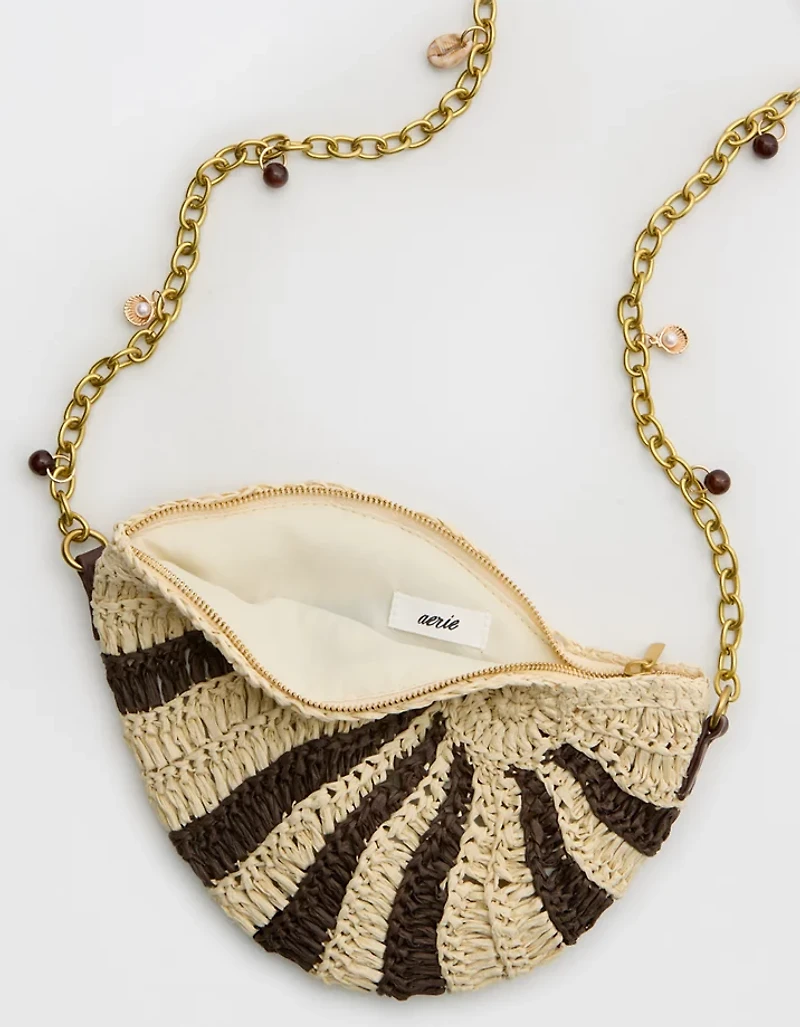 Aerie Straw Shell Charm Bag