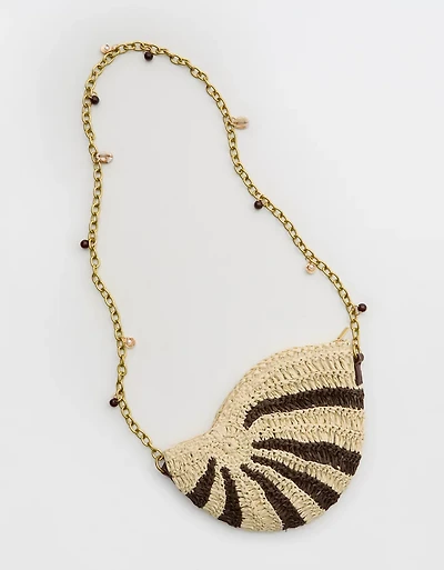 Aerie Straw Shell Charm Bag