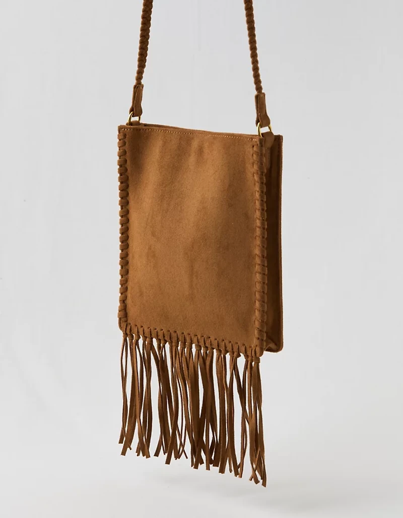 Aerie Suede Fringe Crossbody Bag