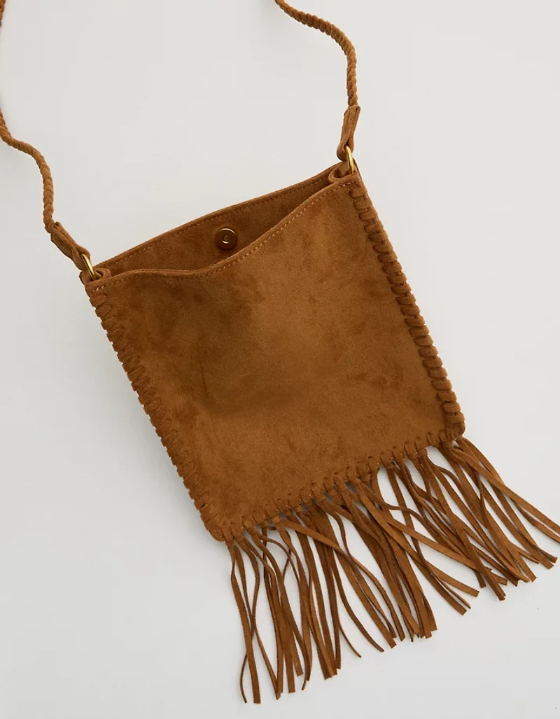 Aerie Suede Fringe Crossbody Bag