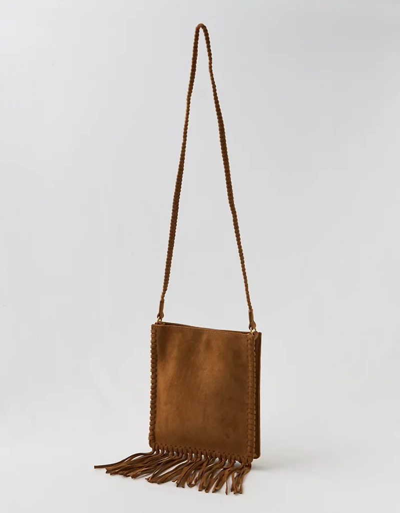 Aerie Suede Fringe Crossbody Bag