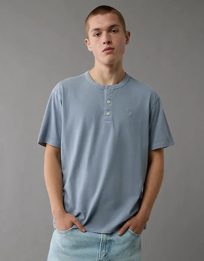 T-shirt henley à effet déjà porté AE
