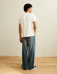 T-shirt rétro de coupe décontractée avec col henley AE