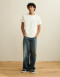 T-shirt rétro de coupe décontractée avec col henley AE