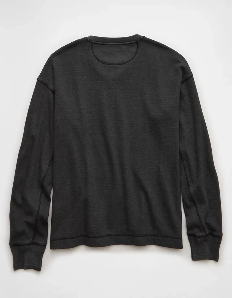 AE Boxy Washed Thermal Henley Shirt