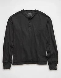 AE Boxy Washed Thermal Henley Shirt