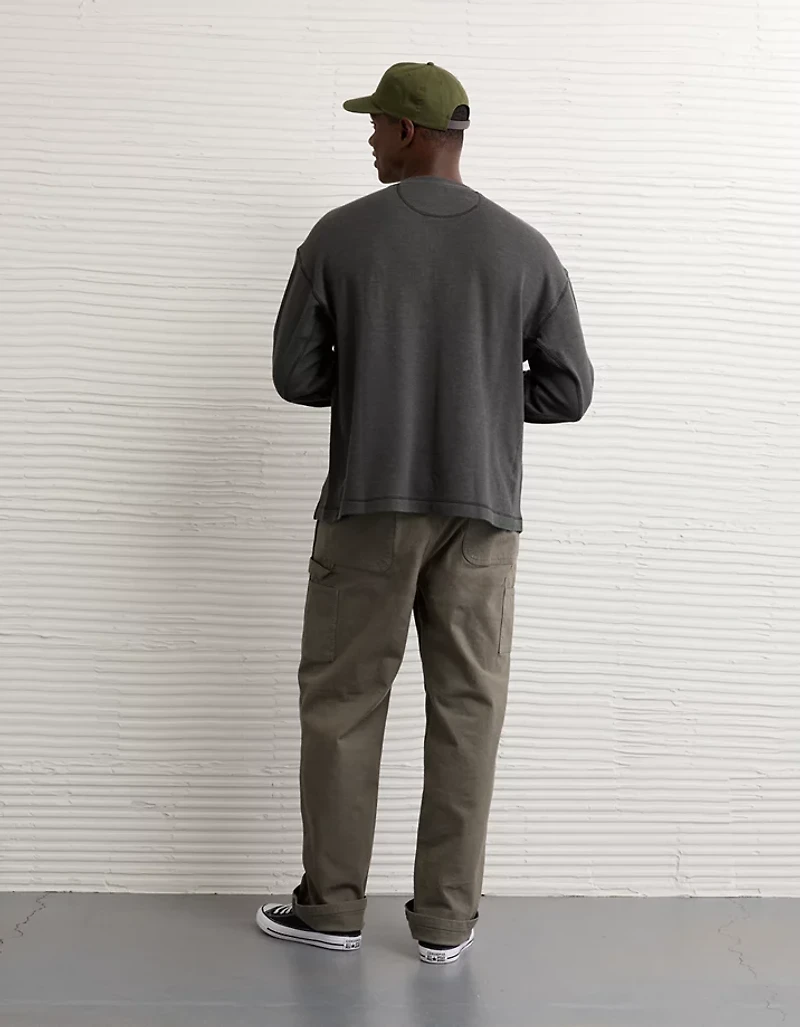 AE Boxy Washed Thermal Henley Shirt