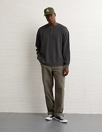 AE Boxy Washed Thermal Henley Shirt