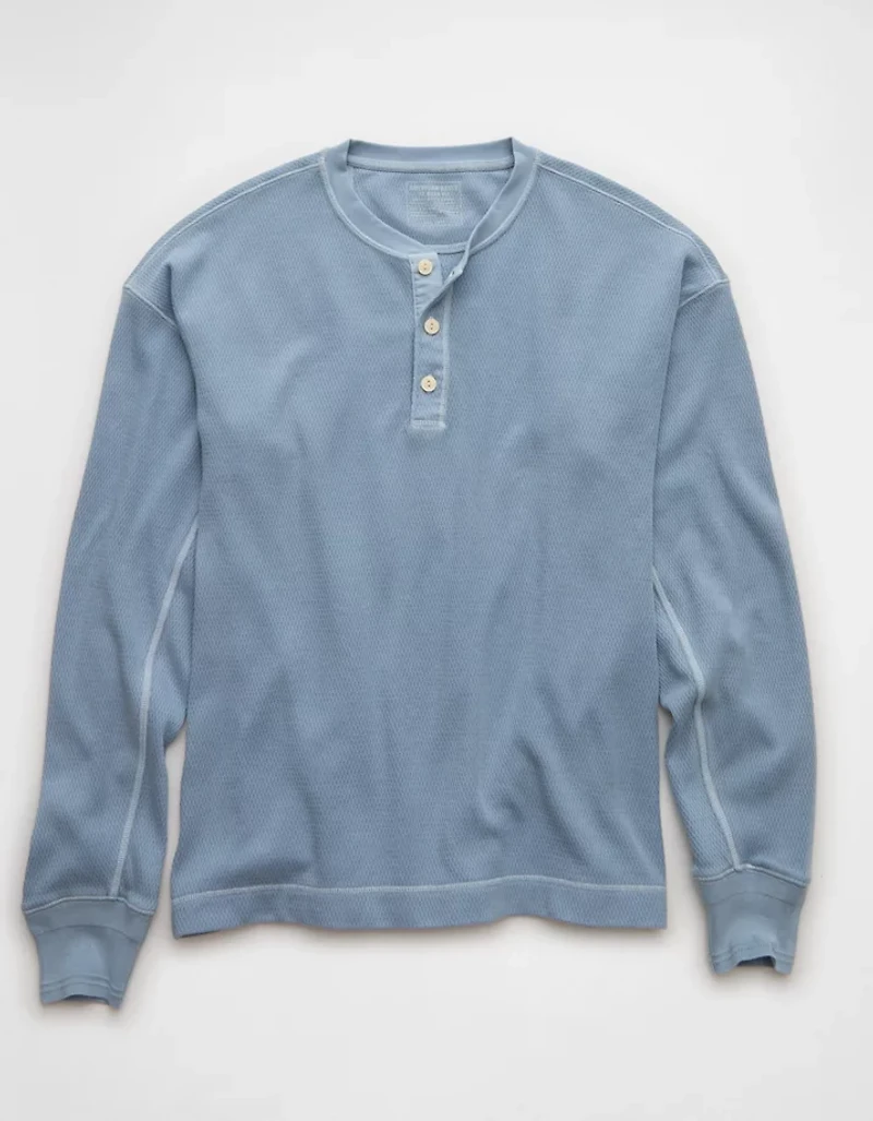 Chemise henley thermique délavée à coupe carré AE