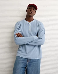 Chemise henley thermique délavée à coupe carré AE