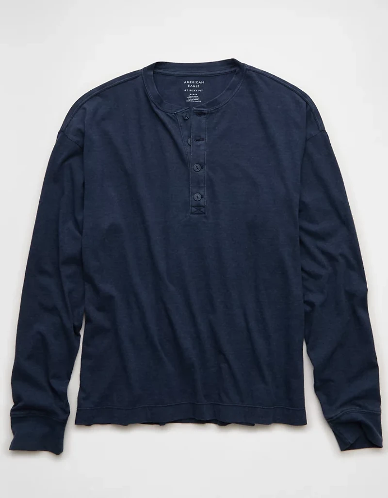 AE Boxy Fit Lightweight Henley T-Shirt