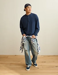 AE Boxy Fit Lightweight Henley T-Shirt