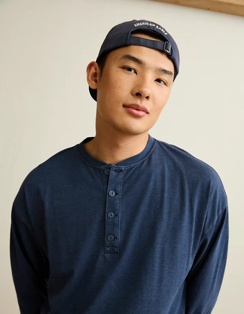 AE Boxy Fit Lightweight Henley T-Shirt