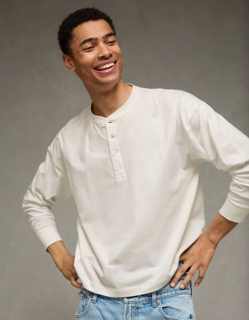 T-shirt henley léger de coupe droite AE