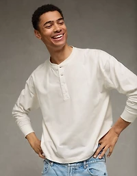T-shirt henley léger de coupe droite AE