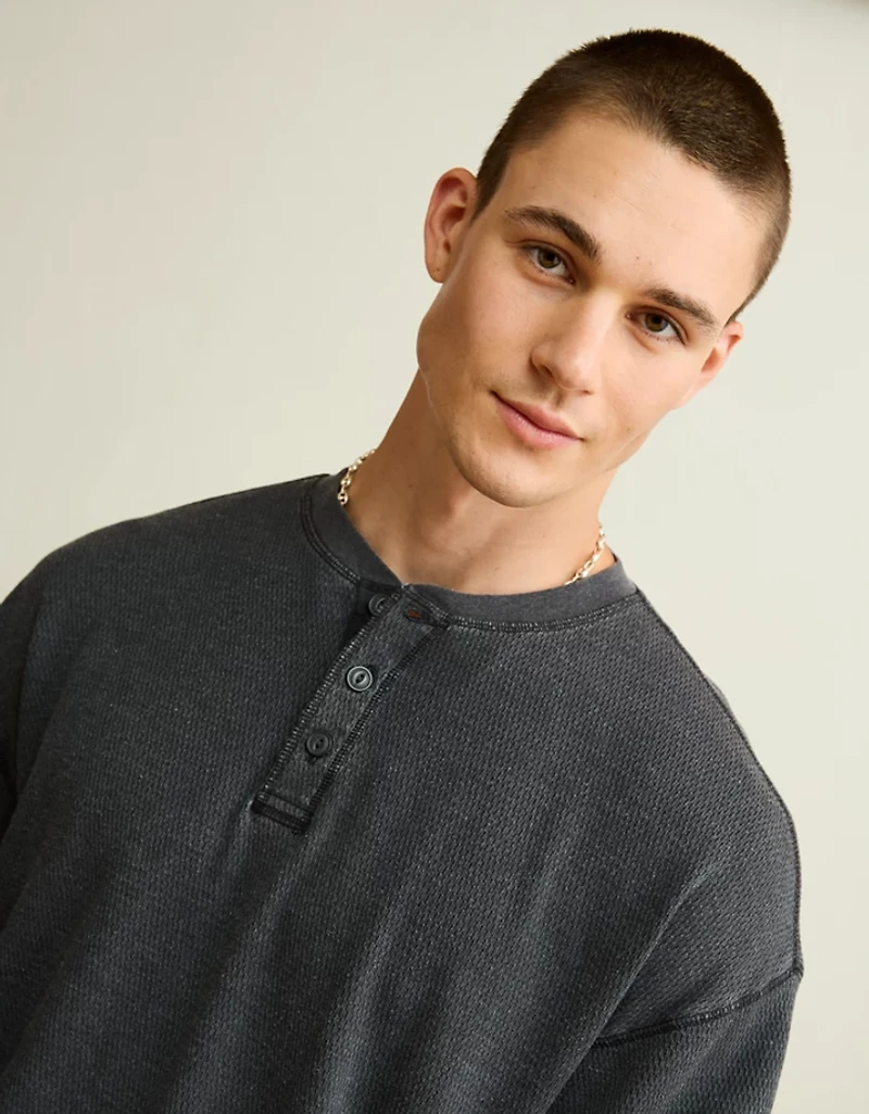 AE Boxy Fit Thermal Henley T-Shirt
