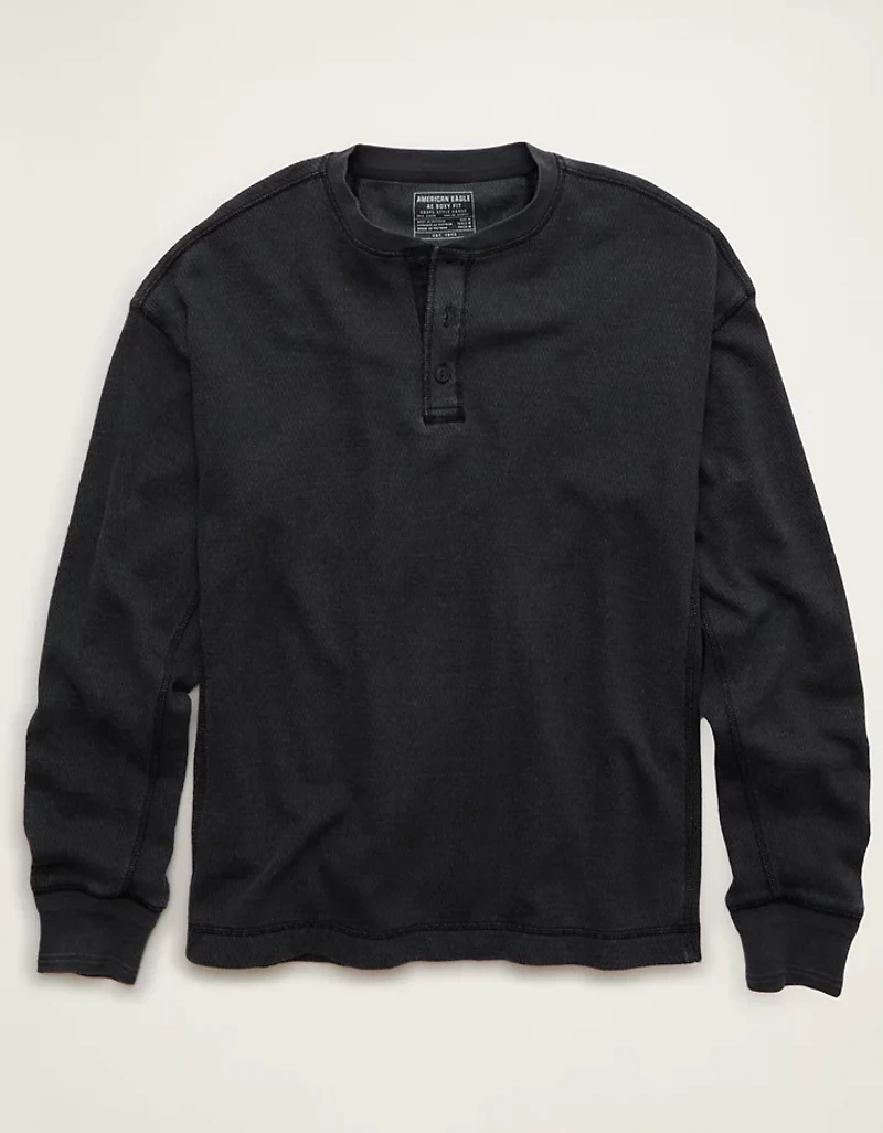 AE Boxy Fit Thermal Henley T-Shirt