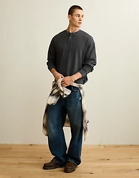 AE Boxy Fit Thermal Henley T-Shirt