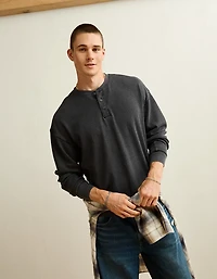 AE Boxy Fit Thermal Henley T-Shirt