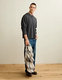AE Boxy Fit Thermal Henley T-Shirt