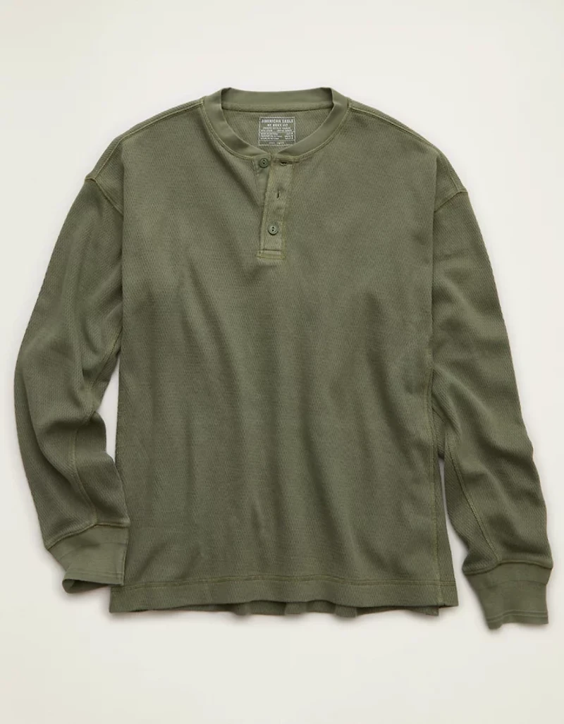 AE Boxy Fit Thermal Henley T-Shirt