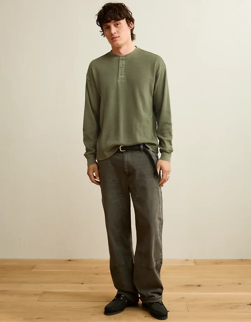 AE Boxy Fit Thermal Henley T-Shirt
