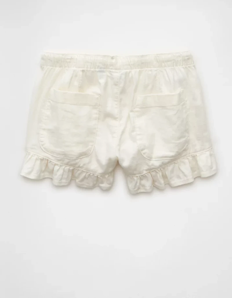 AE Stretch Linen-Blend Ruffle Short