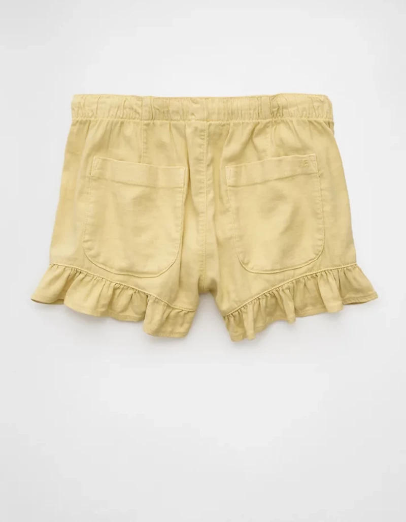 AE Stretch Linen-Blend Ruffle Short