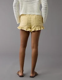 AE Stretch Linen-Blend Ruffle Short