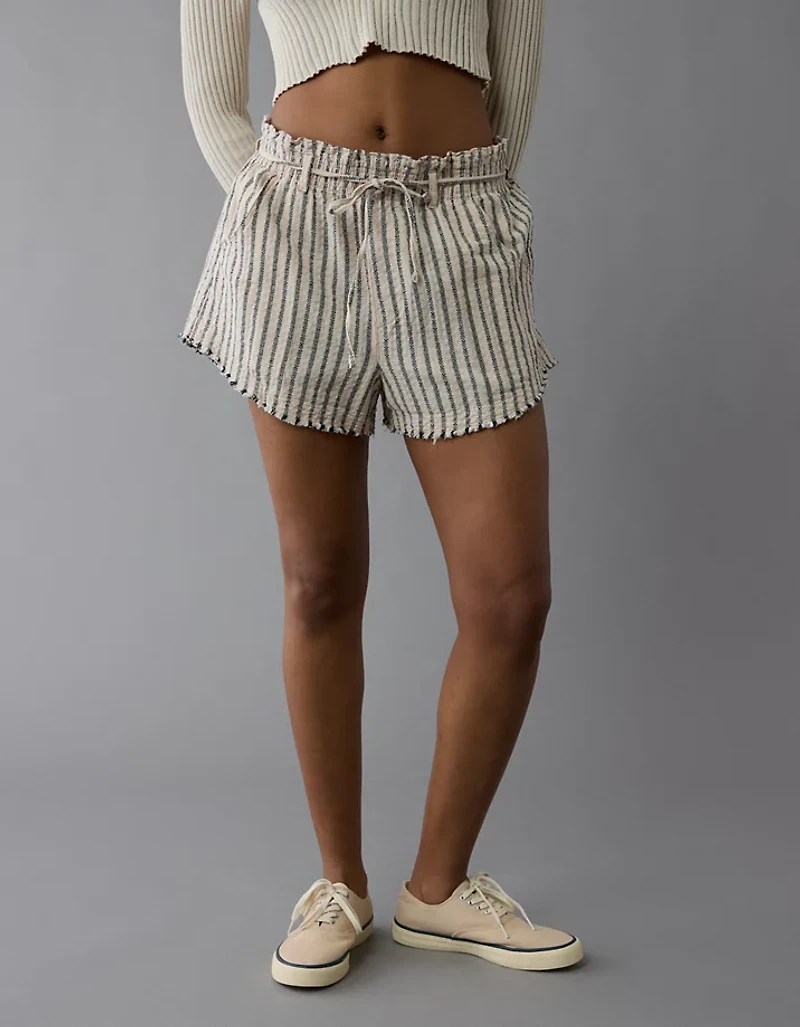 AE High-Waisted Paperbag Waist Striped Short