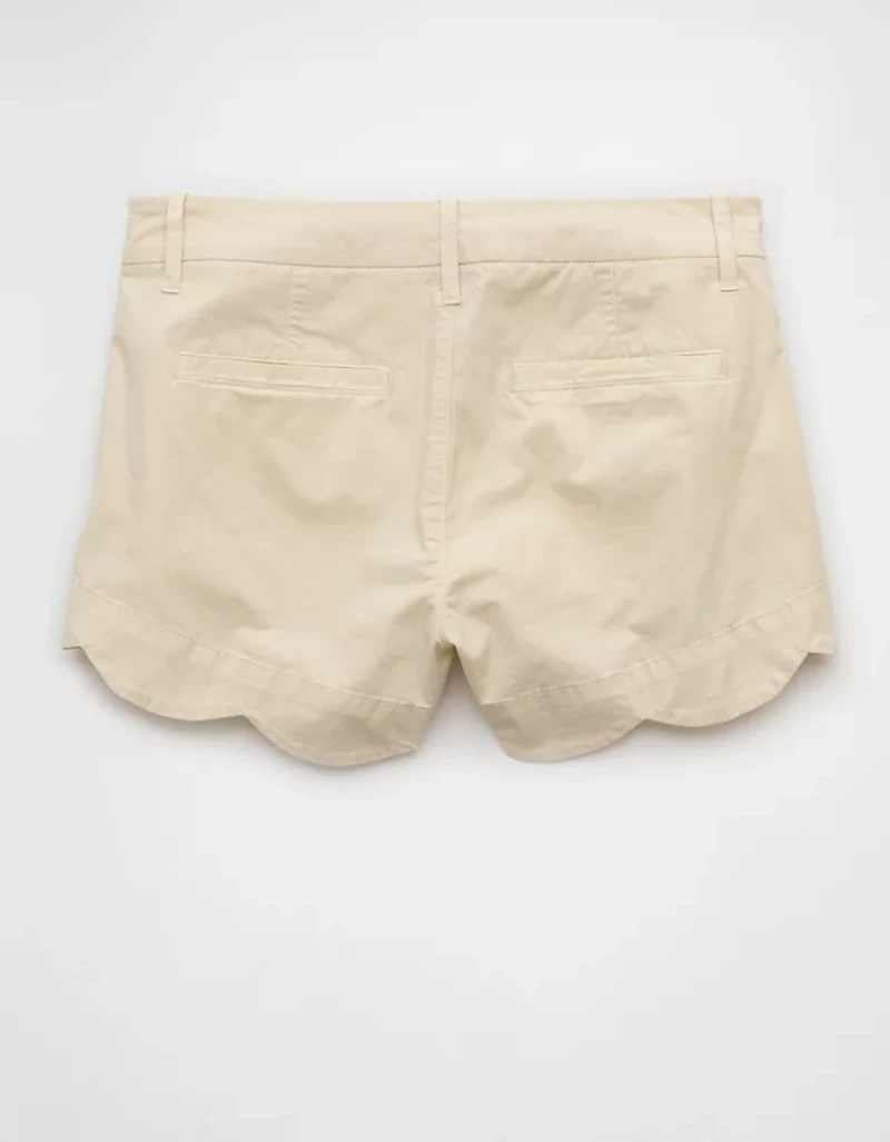 AE Stretch High-Waisted Scalloped Trouser Short