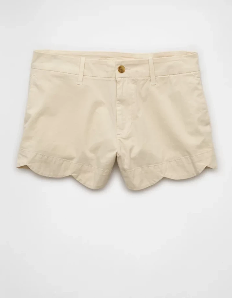 AE Stretch High-Waisted Scalloped Trouser Short