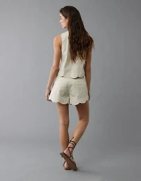 AE Stretch High-Waisted Scalloped Trouser Short