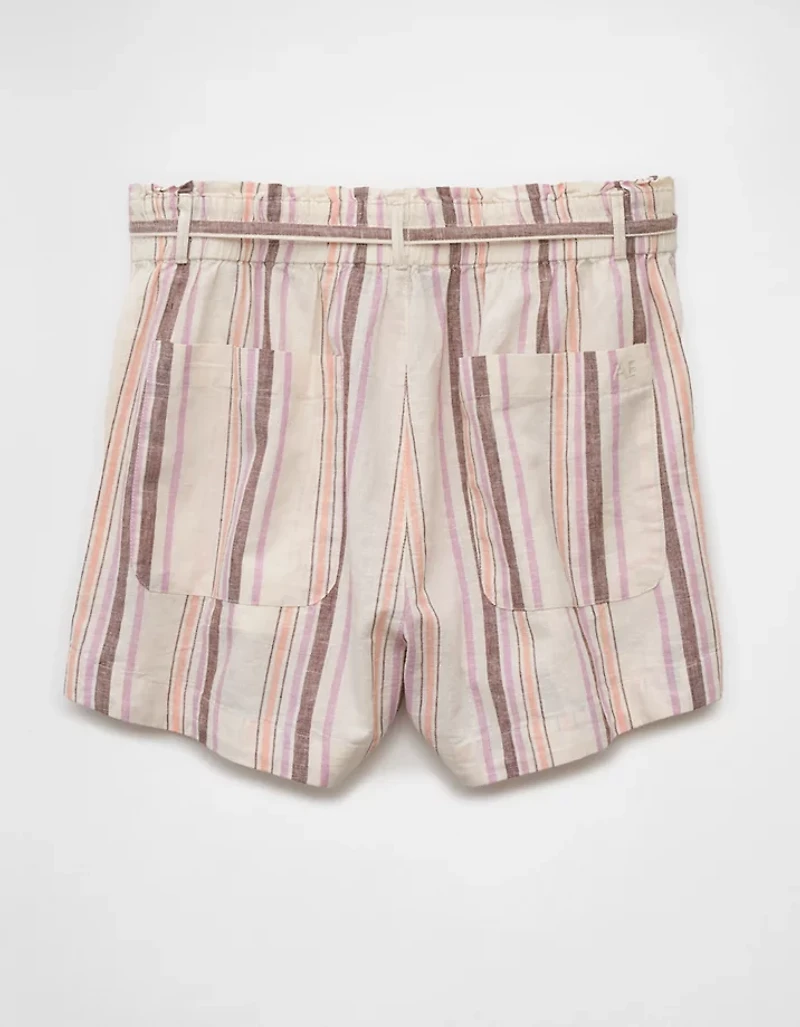 AE Sunchaser Knit High-Waisted Linen-Blend Striped Short