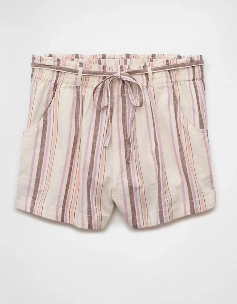 AE Sunchaser Knit High-Waisted Linen-Blend Striped Short