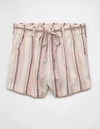 AE Sunchaser Knit High-Waisted Linen-Blend Striped Short