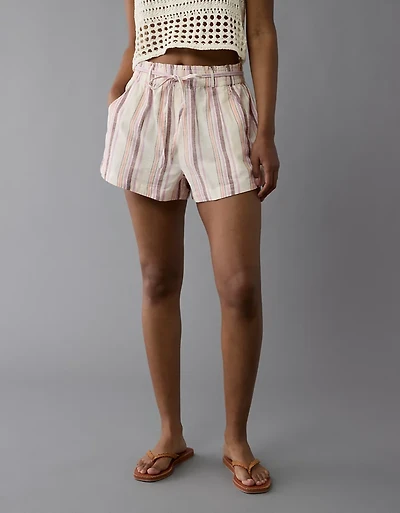 AE Sunchaser Knit High-Waisted Linen-Blend Striped Short