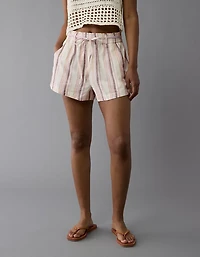 AE Sunchaser Knit High-Waisted Linen-Blend Striped Short