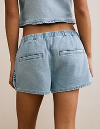 AE Stretch Low-Rise Ruffle Trim Chambray Short