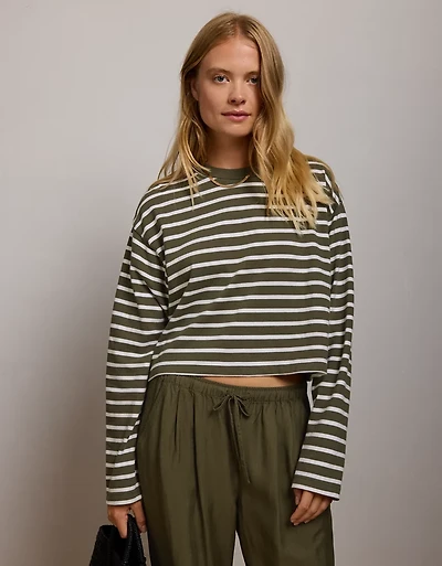 AE77 Boxy Long-Sleeve Stripe T-Shirt
