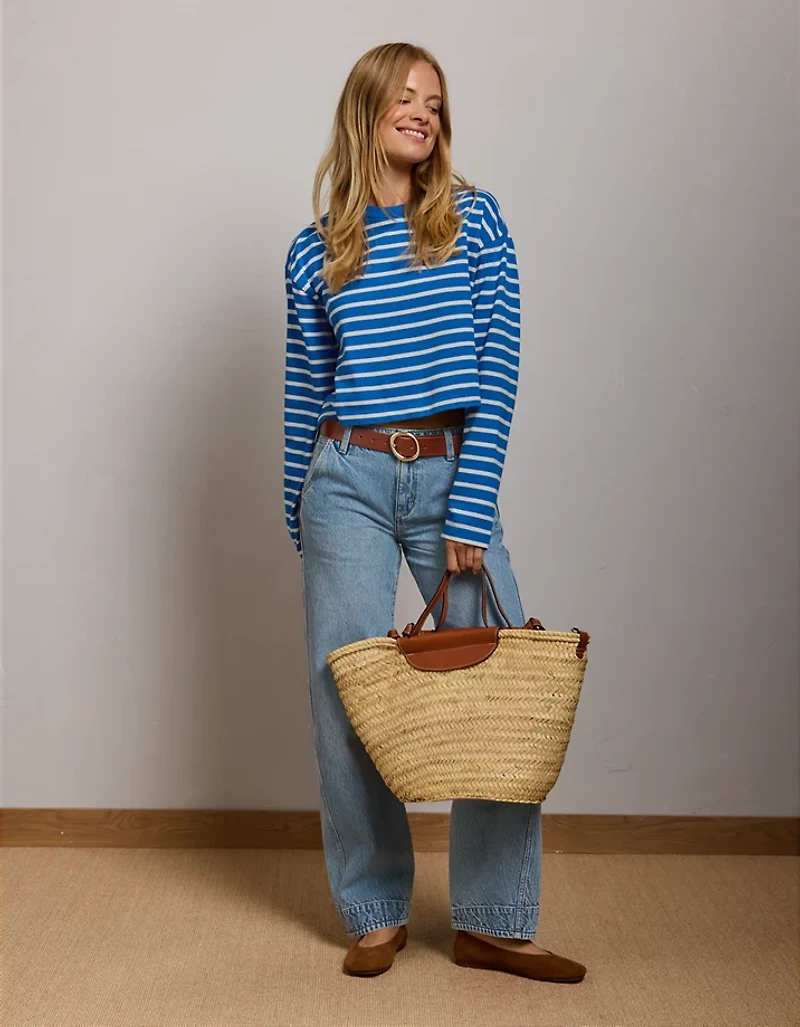 AE77 Boxy Long-Sleeve Stripe T-Shirt
