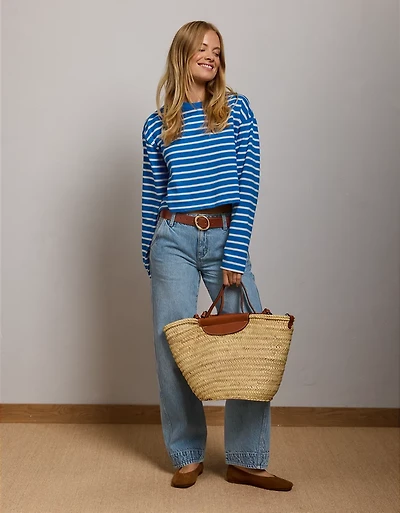 AE77 Boxy Long-Sleeve Stripe T-Shirt