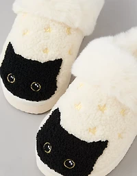 AE Spooky Black Cat Scuff Slipper