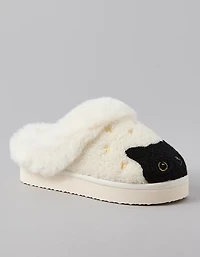 AE Spooky Black Cat Scuff Slipper