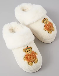 Pantoufle à motifs d’ours en peluche et citrouille AE