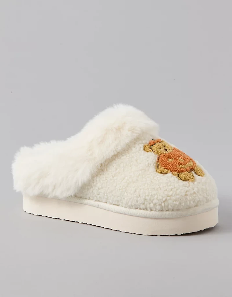 Pantoufle à motifs d’ours en peluche et citrouille AE