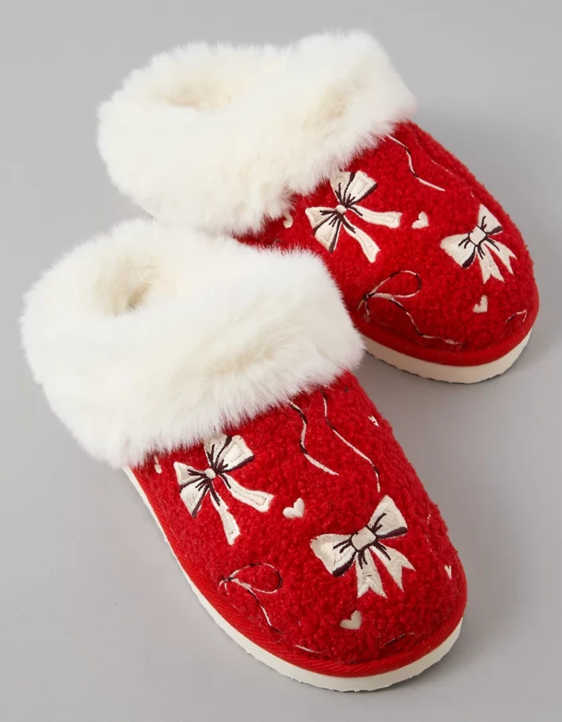 AE Holiday Bows Scuff Slipper
