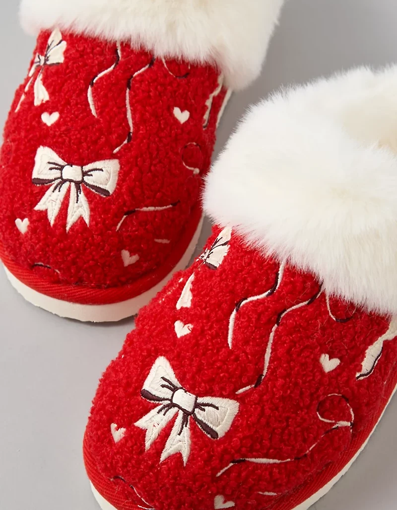 AE Holiday Bows Scuff Slipper